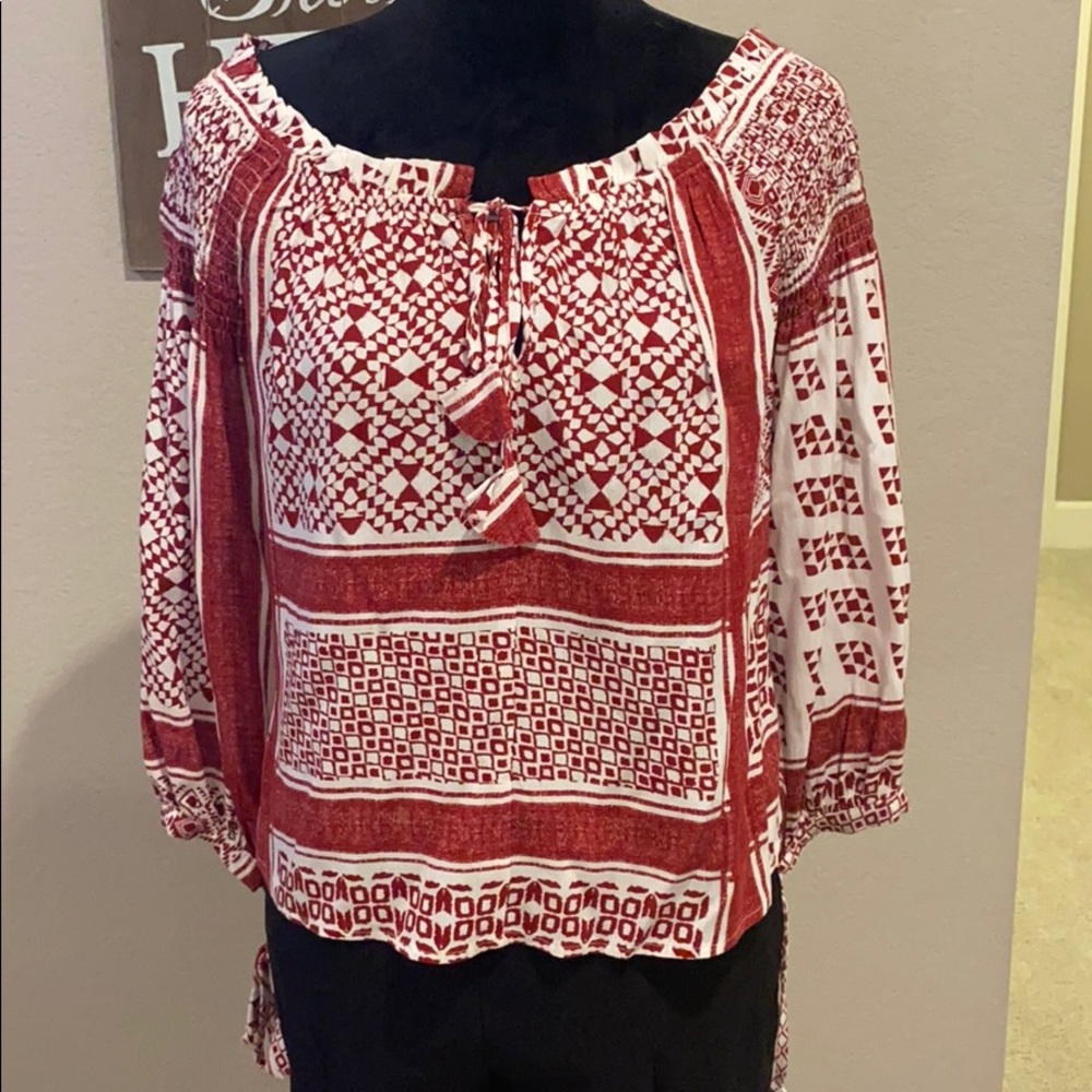 Red white blouse